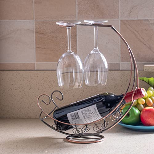 Cdybox Creative Wine Rack Furnishing Articles, Wrought Iron Wine Bottle Holder, European-Style Goblet Glass Hanging Holder (Bronze) #TOP17