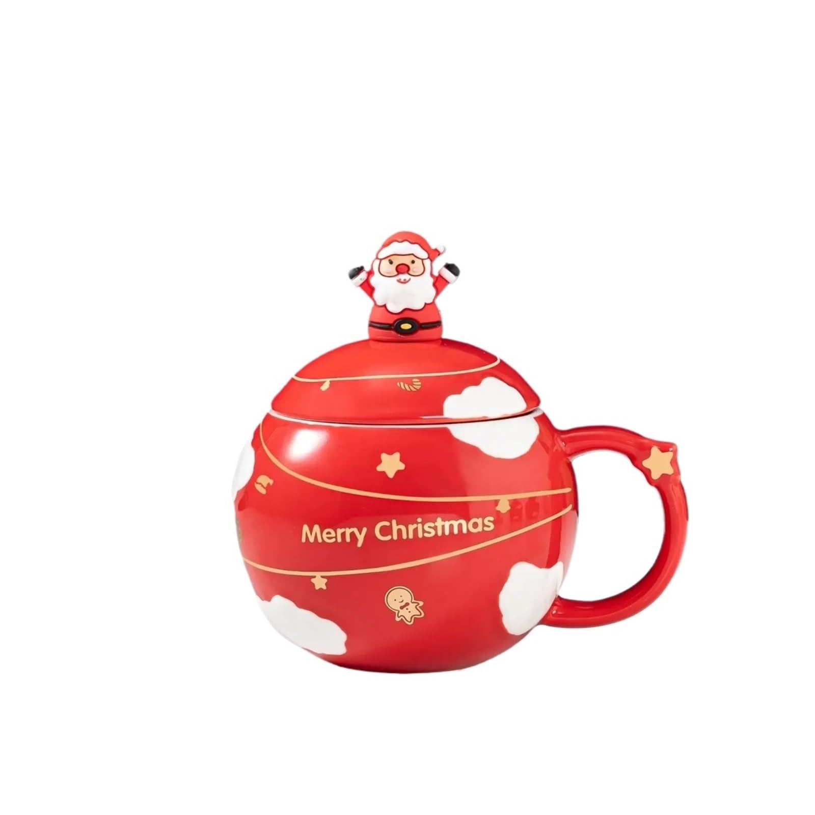 Taza de cerámica con Tapa, 2 uds., café, té de la Leche, Desayuno, Dibujos Animados, cumpleaños, Amigo, Familia, hogar, Oficina, Beber, 400ml para Café y Leche(Red)