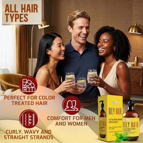 Image of Oily Hair Shampoo - Sulfate Free Buildup Remover for Itchy Scalps - Deep Cleanse Shampoo for Dandruff and Flake Treatment for Men and Women - Paraben Free, Salon Professional Formula - 16 Fl Oz