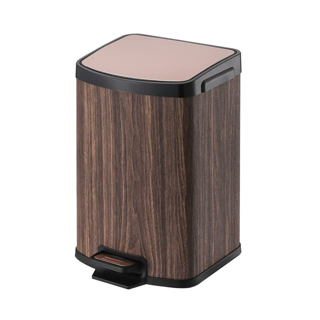 Cubo de basura cuadrado con pedal y tapa de cierre lento para cocina