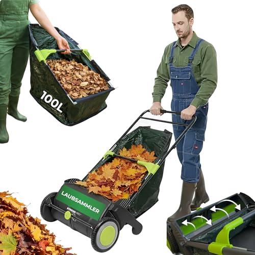 STREND PRO Laubsammler 100L | Manuelle Rasenkehrmaschine & Laubkehrer für Rasen | Großer Fangsack & Arbeitsbreite | Gartengeräte | Laubsammler | Laubkehrmaschine