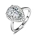 UMODE 18K White Gold Plated Teardrop Halo Pear Cut 4 Carat Cubic Zirconia CZ Engagement Wedding Ring for Women Size 6