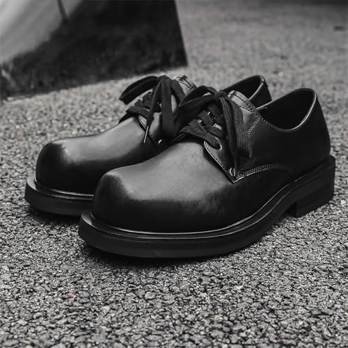 Men's Leather Lace-Up Dress Oxfords Round Toe Low Top Business Derby Shoes Vintage Design for Work & Office2