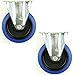 Produktbild 2 Stück 160mm Blue Wheels Bockrollen Transportrollen Elastik-Rad blau 300kg/Rad - INDUSTIREQALITÄT