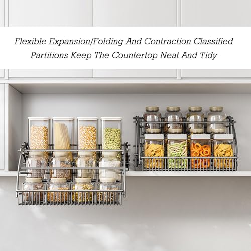 Estante extraíble para gabinete de cocina con doble brazo elevador de metal 7