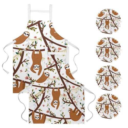 Tablier de serveuse au motif paresseux original, une idée cadeau utile pour passionnés de bistrot