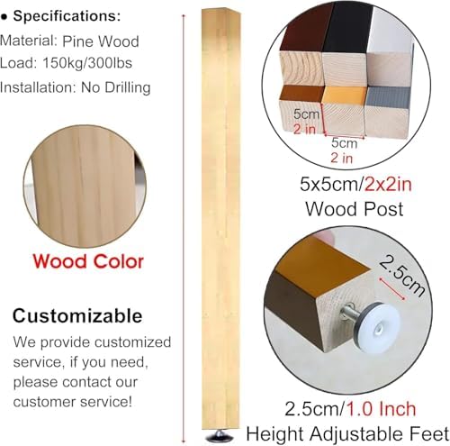 Wooden Divider, Modern Floor to Ceiling Partition Columns for Living Room, Office, Basement, Small Spaces