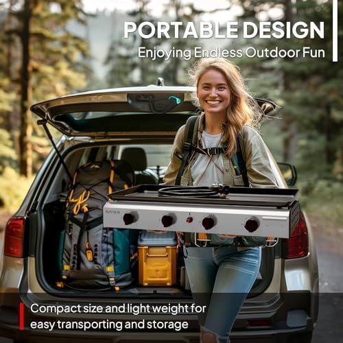 Miniatura 5 de ROVSUN Horno de gas y pizza para exteriores, de 12000 BTU, portátil de acero inoxidable con piedra de pizza de 12 pulgadas, encendido automático y