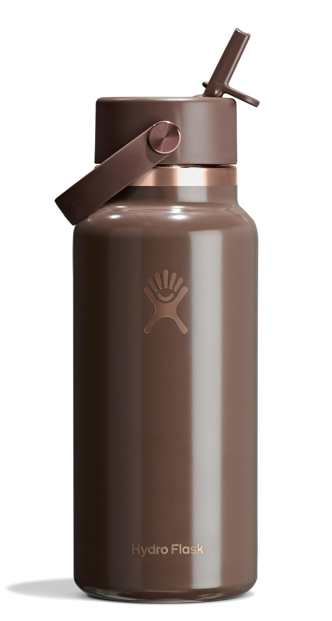 Photo 1 of Hydro Flask Water Bottle - Insulated Stainless Steel - Wide Mouth Flex Straw Lid, Non Spill, Leakproof and Refillable in 32 Oz Chocolate Rose Gold