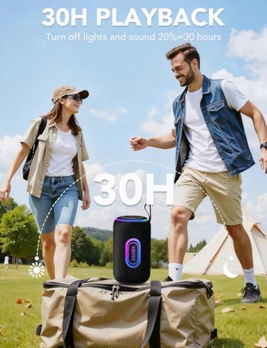 Portable Bluetooth Speaker, Bluetooth 5.4 Speaker, 30W Dual Speaker, 2.0 Channel, Deep Bass, 30H Playtime, Colorful RGB Lights, IPX7 Waterproof, TWS pairing for Outdoor/Home/Party/Travel, Gift Ideas - Image 4