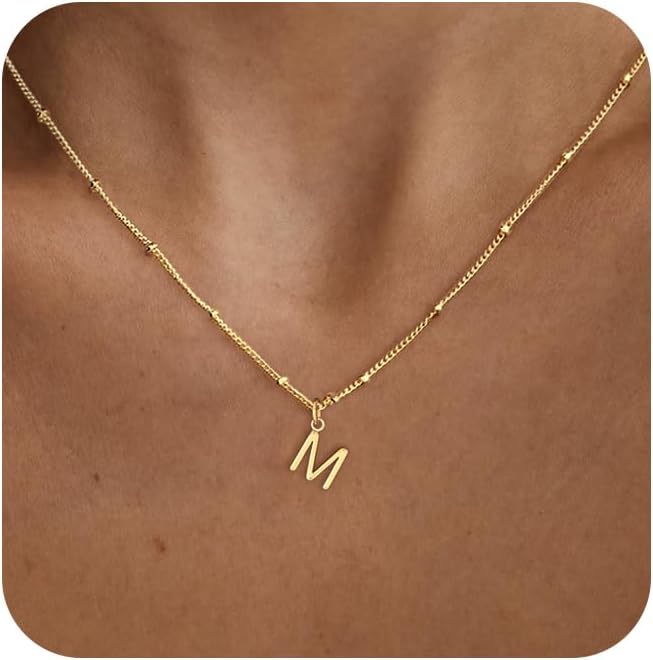 Initial Necklaces for Women Trendy - Dainty 14K Gold Plated A-Z Letter Pendant Necklace Cute Name Necklaces for Women Small Initial Choker Necklace Personalized Gold Jewelry for Women Gifts