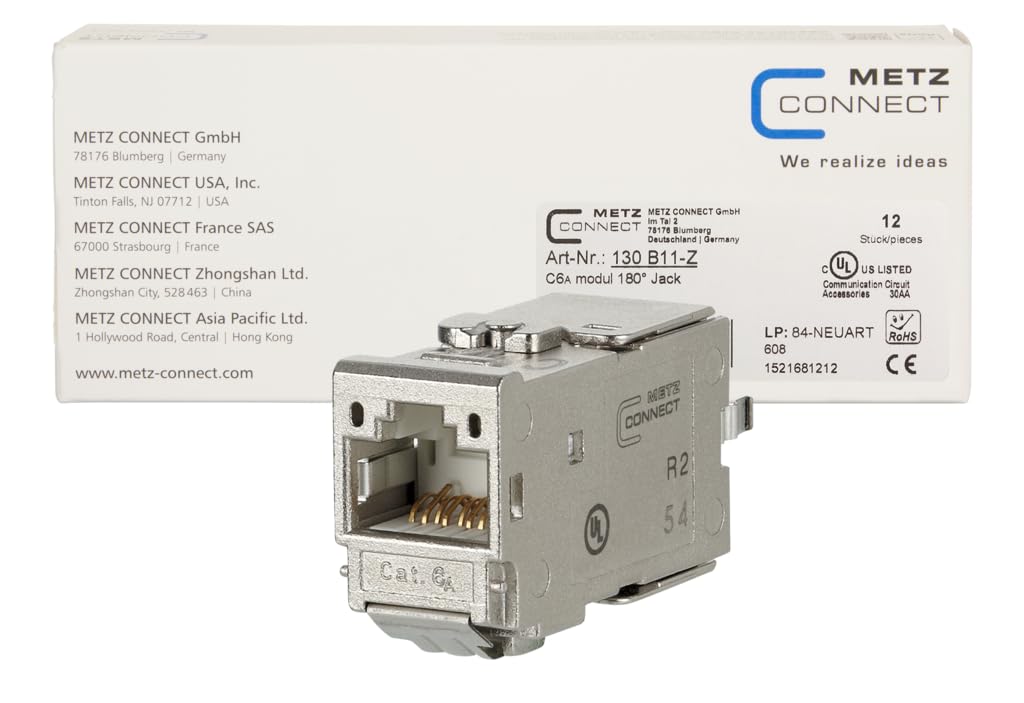 Metz Connect C6A moduł 180° Jack (12 sztuk), jednostka opakowania 12 sztuk