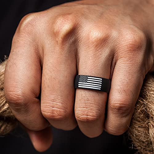 ThunderFit Silicone Wedding Rings for Men, 2 Layers Top Design Bands 8.5mm Wide 2.5mm Thick - 1/4/8/12 Variety Multipack4