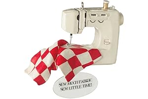 Creamy White Checkered Red Sewing Machine Christmas Ornament