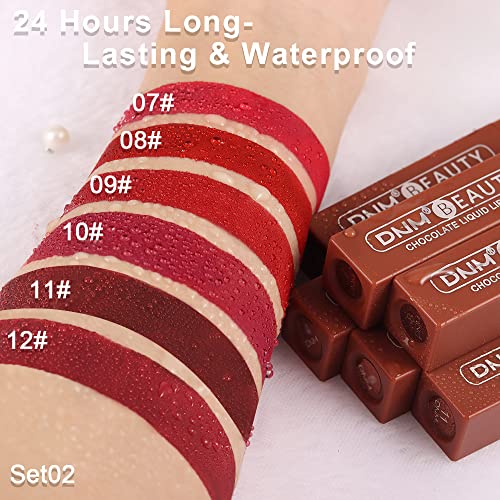 Evpct Dnm 6Pcs Matte Liquid Lipstick Lipgloss Lip Gloss Stain Makeup Set For Women,Deep Dark Red 24 Hour Stay On Matte Lipstick Long Lasting Labiales Matte Mate Larga Duracion 24 Horas Originales Set02 thumb #3