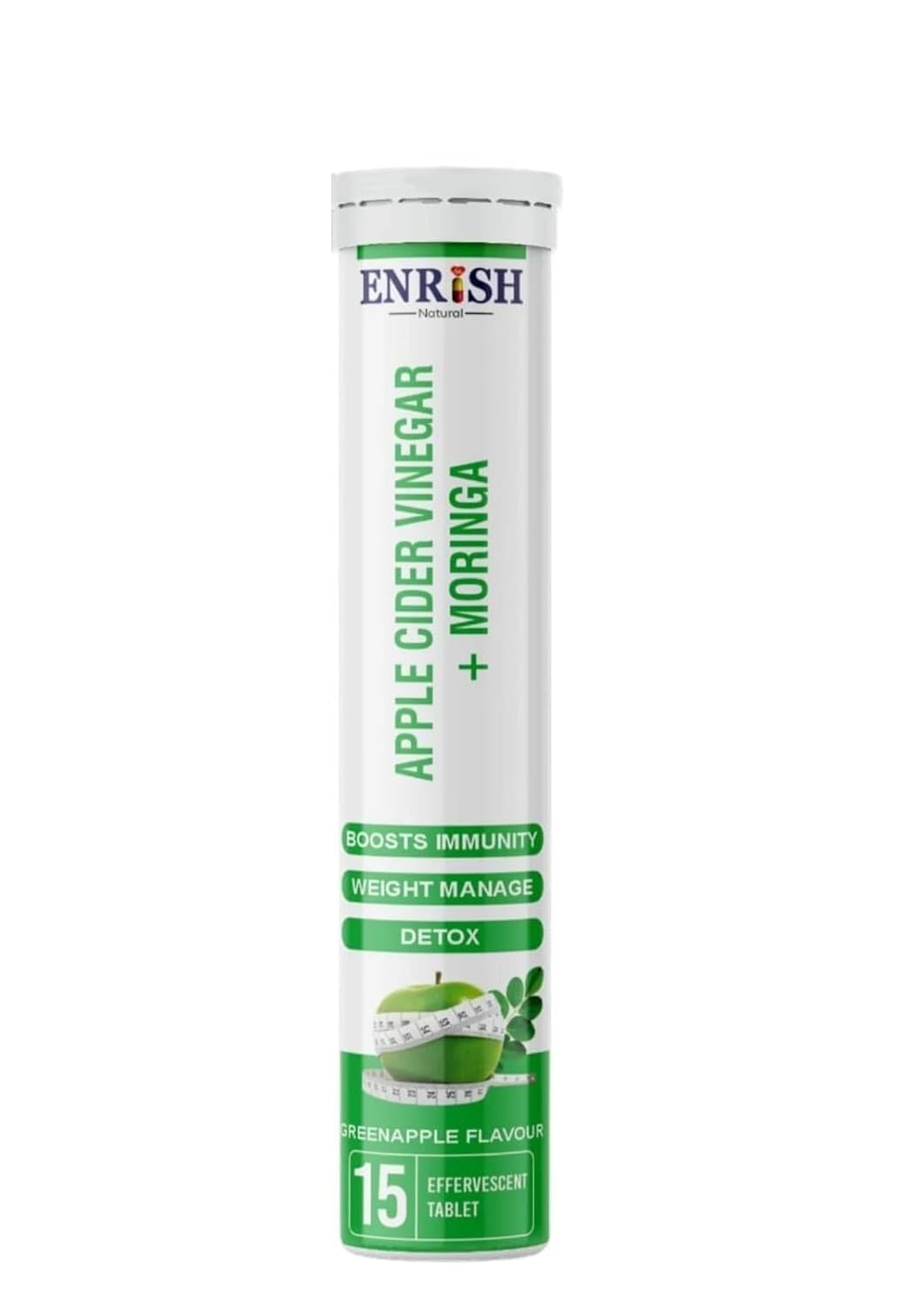 Apple Cider Vinegar & Moringa Effervescent Tablets | Refreshing Green Apple Flavor | Daily Wellness Drink with Plant Based Ingredients | Supports Hydration & Routine Wellness (1PACK)-image-15