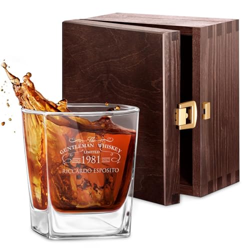 Maverton bicchiere in vetro 250 ml - ideale per bourbon whiskey e drink - incisione personalizzata - bicchiere personalizzato - idea compleanno per uomo - pensiero speciale - whiskey