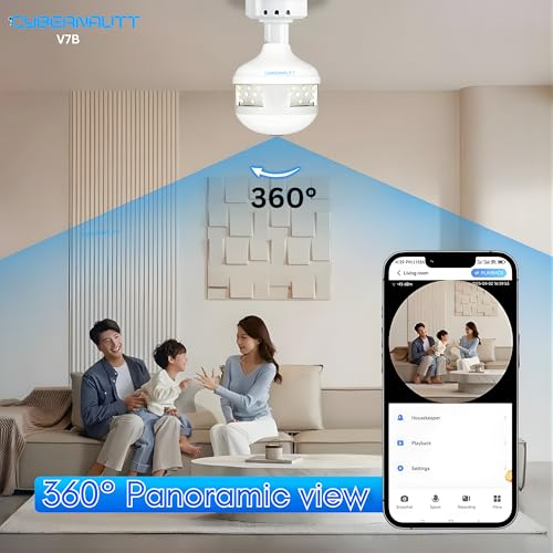 Image of XUGA Cybernautt Series V7B 5MP Fisheye Wireless CCTV Camera | Panoramic View, Night Vision, Motion Detection, WiFi Surveillance, Home Safety
