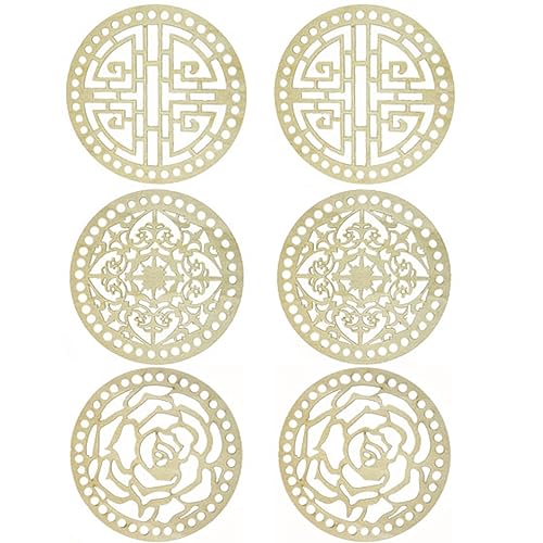 MIAO YUAN 6 PCS DIY Wooden Basket Bottom Round Shaper Knitting Crochet Wooden Bag Bottom Handbag Purse Base Shaper for Basket Weaving Supplies and Home Decoration Craft