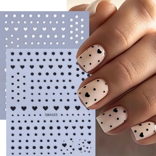 Valentine Nail Art Stickers Heart Polka Dot Nail Stickers 6PCS