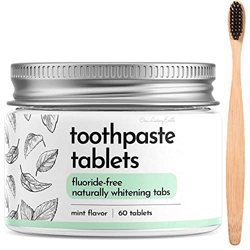 Natural Toothpaste Tablets with Bamboo Toothbrush for Teeth Whitening