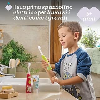 Chicco Spazzolino Elettrico a Batteria per Bambini, con Setole Morbide, Adatto ai Bambini dai 3 Anni in Su, Testa Vibrante Morbida, Azione Delicata Sullo Smalto e Sulle Gengive Sensibili, 3 Anni+