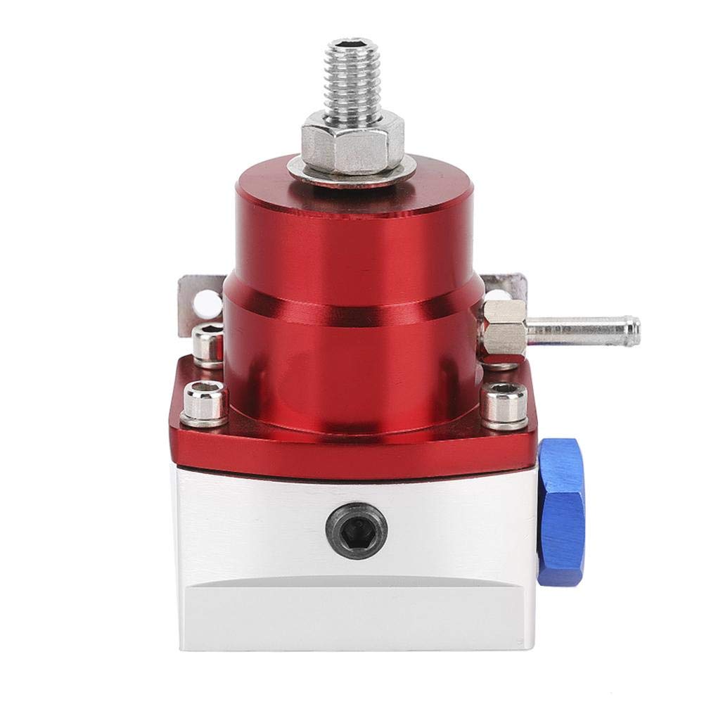 KIMISS Regolatore di pressione carburante universale regolabile per auto, kit manometro per carburante in acciaio inox 304 con manometro 100PSI(rosso + argento)=regolatore pressione benzina