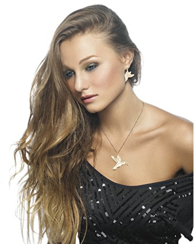 Gold Plated 925 Silver Hummingbird Necklace Handmade Cream Polymer Clay Bird Jewelry, 16.5" Gold Filled2