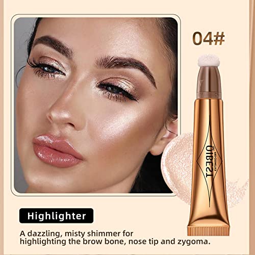 Meicoly Contour Beauty Wand,Liquid Highlighter Stick Bronzer Cream With Applicator,Long Lasting Silky Smooth Blendable Contour Highlighter Wand,Cruelty Free,Contour +Highlighter, 2Pcs #TOP4