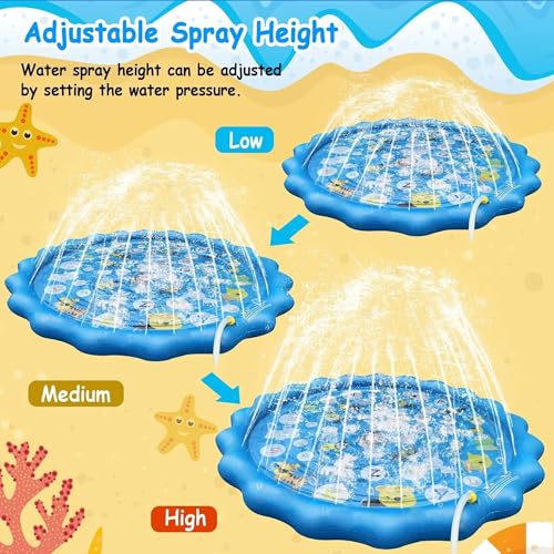 Image of Kidology Non-Slip Splash Pad for Kids, Summer Water Toys for Kids, Thicken Sprinkler Pool Summer Outdoor Water Toys Alphabet & Animal Print - 170Cm Large Outdoor Sprinkle Mat (Multicolor)