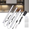 Martronic Black Under Cabinet Lighting Kits, 3-Pack 12In Dimmable LED Under Cabinet Lights Bars with 12V Power Adapter, 6000K Cool White Kitchen Under Counter Lights for Kitchen Cabinets, Book Shelves