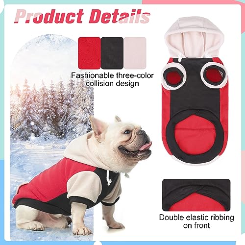 Image of BEAUTYZOO Fleece Dog Hoodie Sweatershirt with Pocket and Leash Hole, Stretchy Small Medium Large Sized Dogs Clothes for Fall Winter Cold Days, Color Designer Warm Dog Jackets,French Bulldog Coats