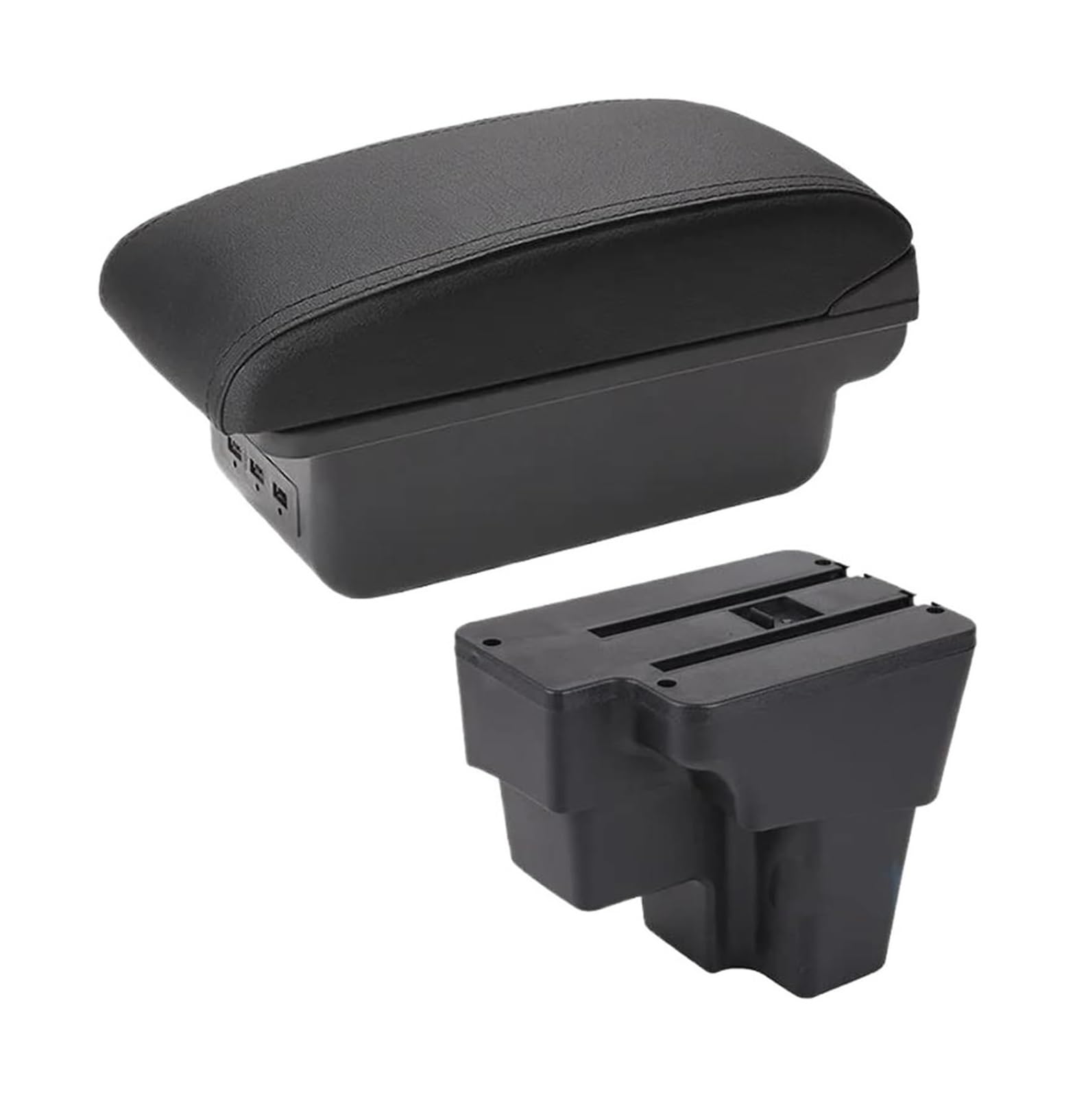 HCKCLMBMZW Car Armrest Retrofit Part Storage Box Accessorie For KIA For Rio For STONIC Lx For Cerato Car Armrest Center Console(B2 Black Line 3usb)