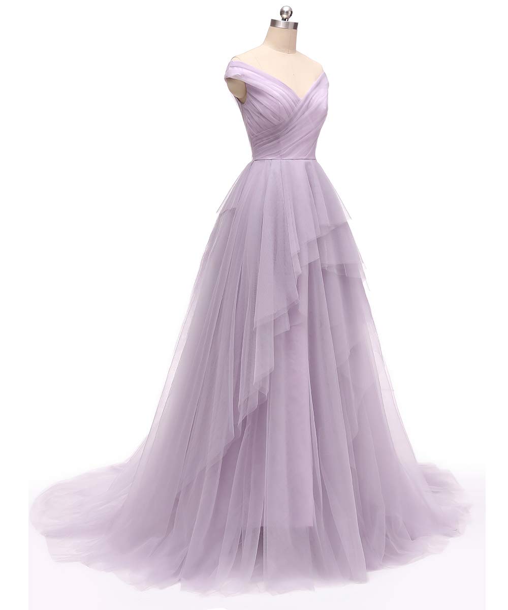 VKBRIDAL Women's Off-the-Shoulder Tiered Tulle Prom Dress - Long Formal Ball Gown For Parties & Weddings - View #6