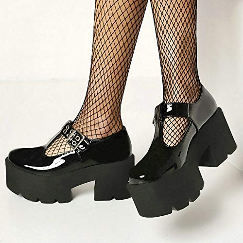 MAVMAX Women's Goth T Strap Platform Mary Jane Gothic Lolita Cosplay Shoes Chunky High Heel Round Toe Pumps4