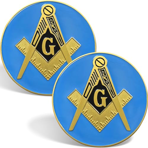 Image of Masonic Car Emblem 3 inches Freemason Car Decals Square and Compasses Auto Truck Motorcycle Decal Masonic Accessories Blue & Gold