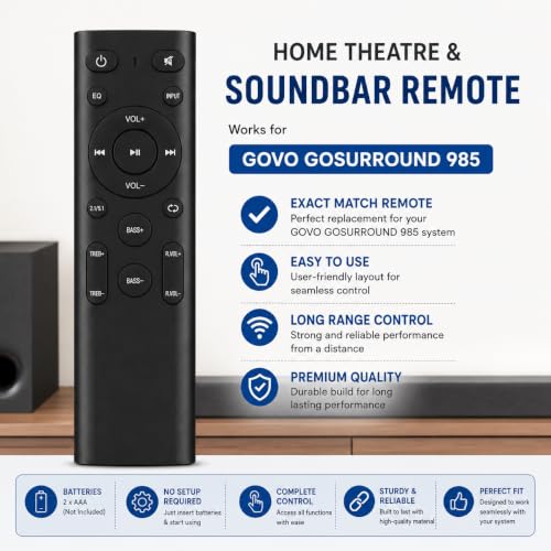 Image of K2 Remotes Compatible for GOVO Home Theatre & Soundbar Remote - Works for GOVO GOSURROUND 985 Remote | Exact Match Required