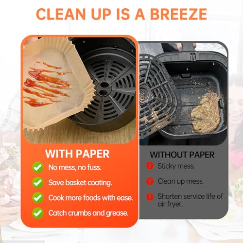 Air Fryer Liners Disposable Compatible with Gourmia Air Fryers,4,5,6,7,8 QT Power XL,Non-Stick Air Fryer Liners 8 Inch Compatible with Gourmia,Water Proof & Oil Proof,100PCS