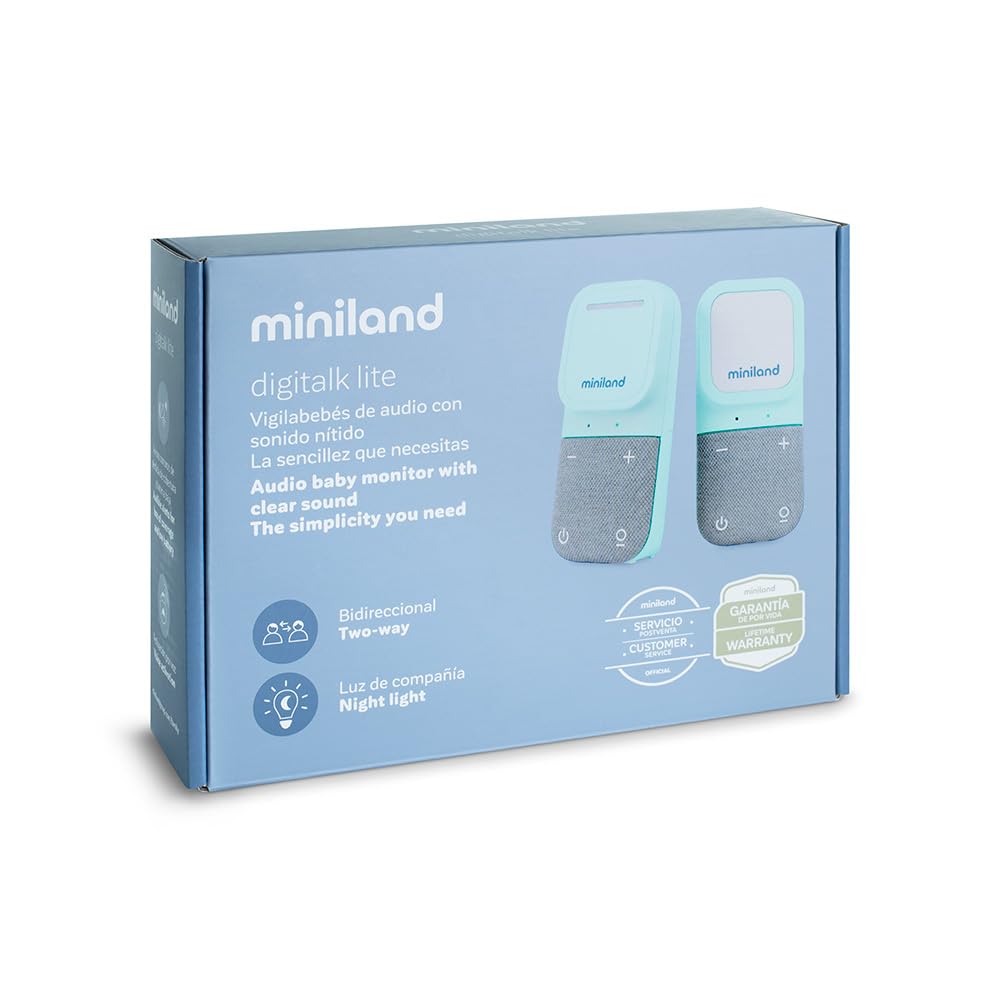 Miniland - Vigilabebés de Audio Digitalk Lite, Monitor para Bebés con Audio Bidireccional, Alcance 300 m