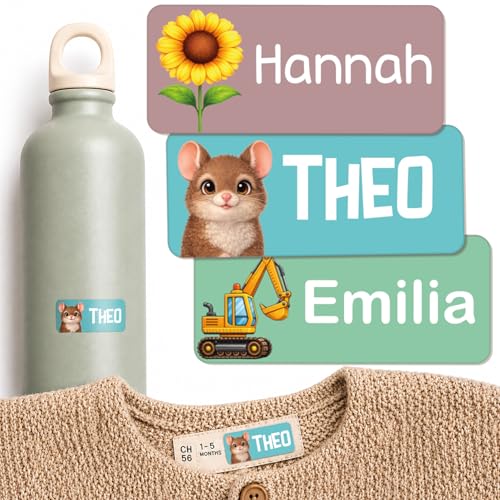Namensaufkleber Kinder Kleidung – personalisierte Namensetiketten für Kleidung & Gegenstände – waschmaschinenfest – Namenssticker für Kita, Kindergarten & Schule (70 Stück) Pandawal®