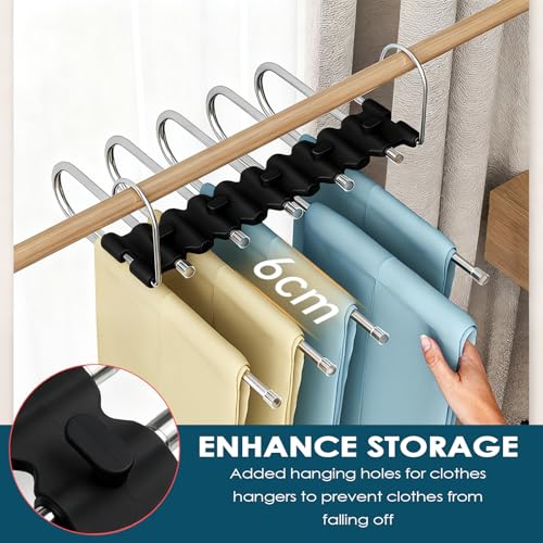 Sudnsadaks 2 Pcs Hosenbügel Platzsparend, Kleiderbügel Hosen Edelstahl, 5 in 1 Stabil Faltbare Hosenkleiderbügel Schrank Organizer, rutschfest Multifunktionaler Bügel für Schals, Jeans, Damen, Herren