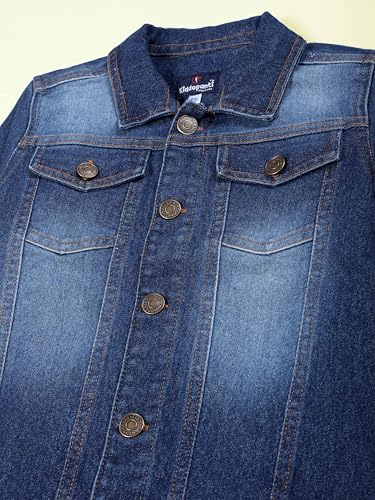 Image of KiddoPanti Boys Denim Jacket | Cotton Poly Blend with Spandex | Washed Denim, Full Sleeve | Button Closure & Front Flap Pockets | Collared Neck