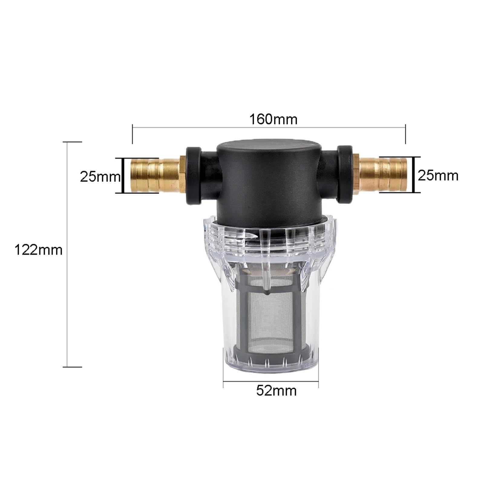 Manguera de riego for jardín de 1/2", Filtro de Malla 80, Filtro de riego agrícola, Acuario, pecera, Pagoda, Junta de Cobre, Bomba de Agua, tensión(1I2 Inch-25mm)