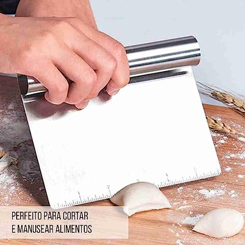KIT Rolo de abrir Massa Com Cabo Giratório de Madeira Para Pizza Pastel e Espátula Prática Para Conf