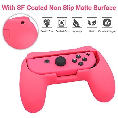 Fastsnail 4 Pack Grips Kit Compatible With Nintendo Switch Animal Crossing For Joy Con, Wear-Resistant Grip Controller For Joy Con & Oled Model For Joycon With 12 Thumb Grip #TOP3