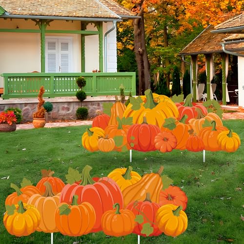 Fall Yard Signs Decorations Thanksgiving Pumpkin Yard Stakes Outdoor Lawn Sign with Stakes for Autumn Pumpkin Patch Thanksgiving Harvest Lawn Patio Garden Decor 30 Inch