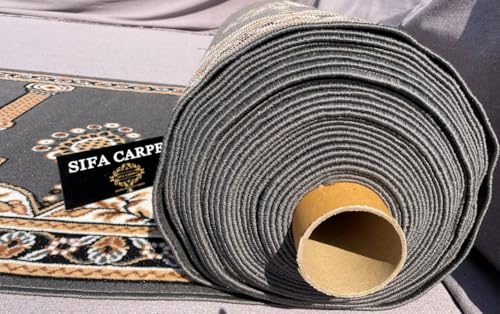Image of Sifa Carpet Luxury Anti Skid Acrylic Zanamaj Prayer Carpet Rolls for Masjid and Gallery(Grey 4x50 Feet)