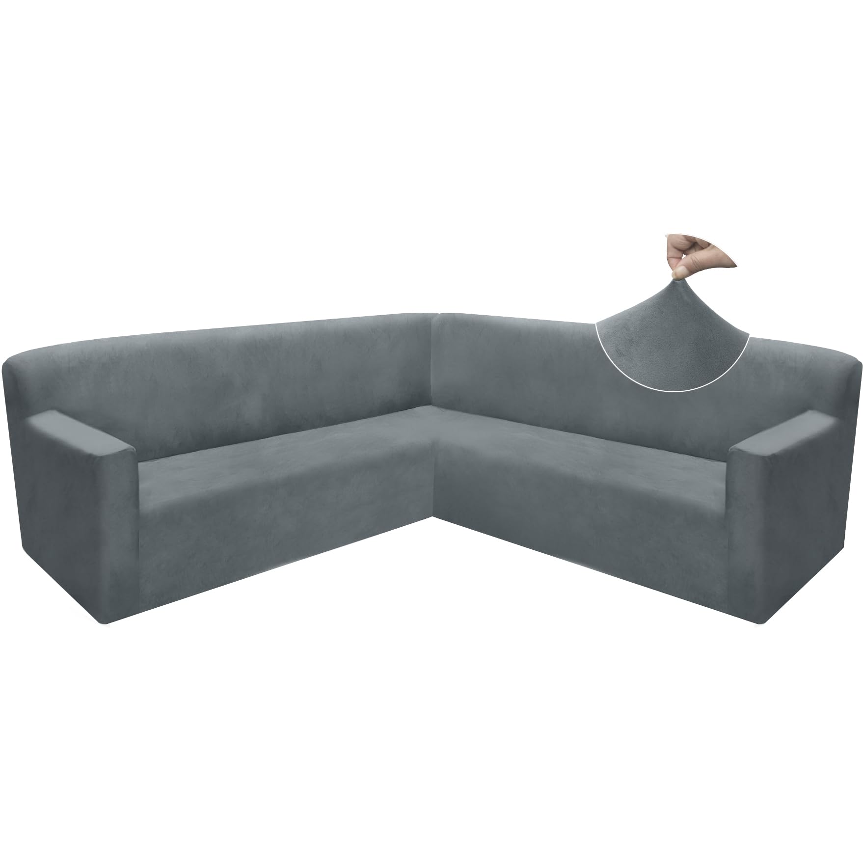 Corner Sectional Sofa Cover L Shaped Couch Covers Velvet Magic Stretchy Soft U Shape Sofa Slipcovers Anti Slip Living Room Furniture Protector Cover for Pets Dogs Cats (Gray, X-Large)