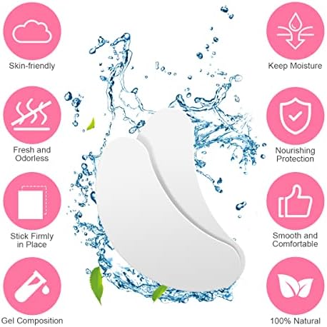 URAQT Eye Gel Pads, 50 Pairs Eyelash Extension Pads Lint Free Eye Lash Patches with 10 Eyelash Brush, Under Eye Gel Pads Premium Eyelash Pads for Pro Salon and Individual Eyelash Extension