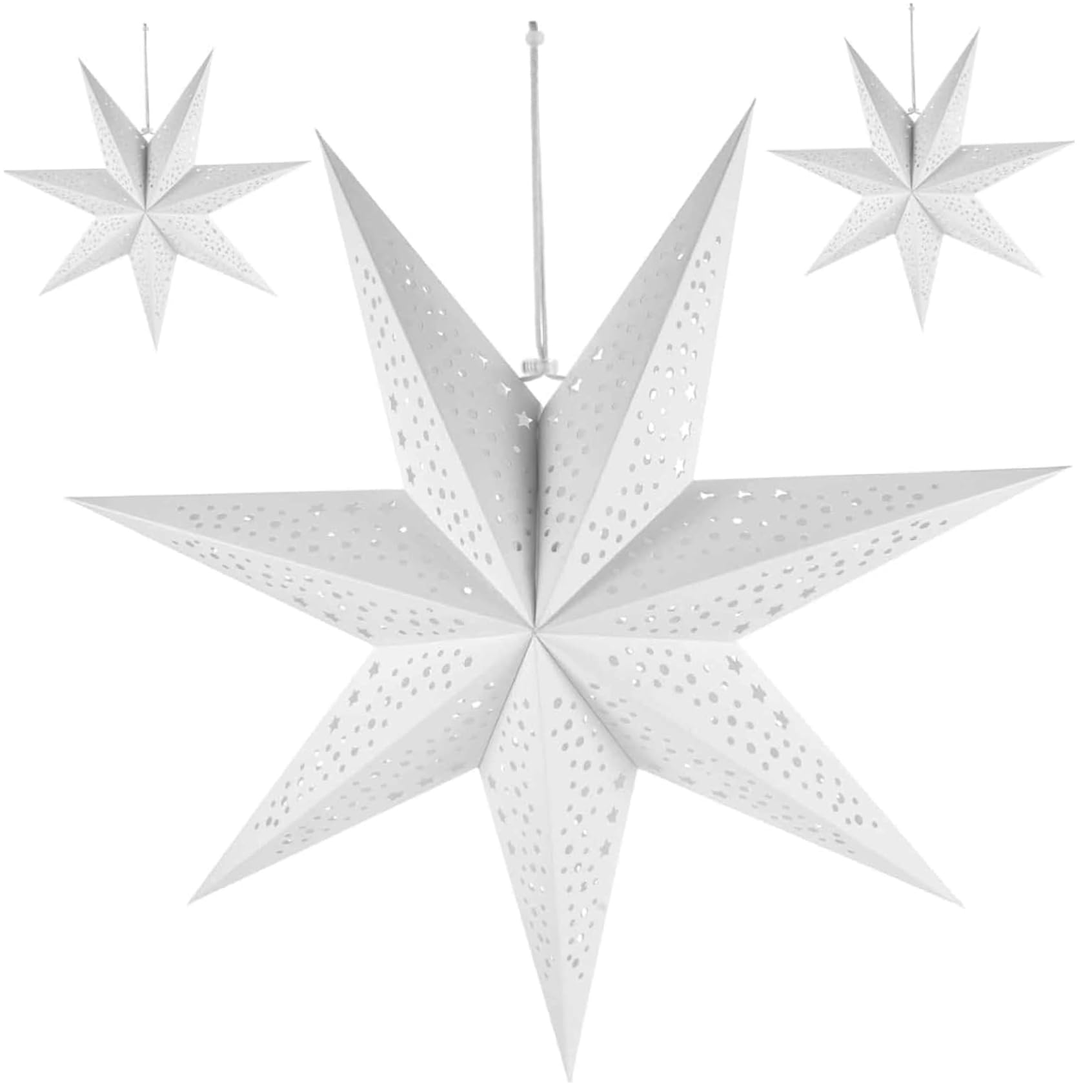 Lanterne étoile en papier pour habiller un grand plafond de salle de mariage